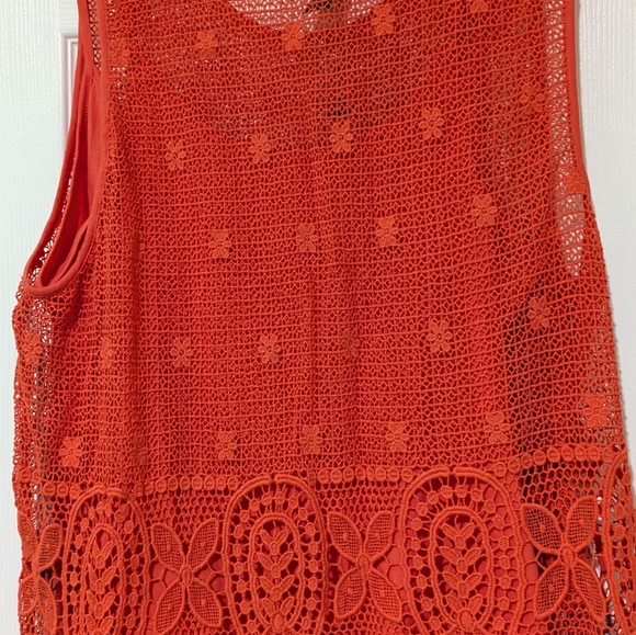 Jessica Simpson McKenna women's blouse sz 2X embroidery sleeveless hot coral - Picture 2 of 16